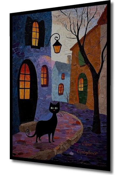 Gızemlı Kedi Bohem Sanat Ahşap Dekoratif Tablo Dikdörtgen Tablo indirimleri
