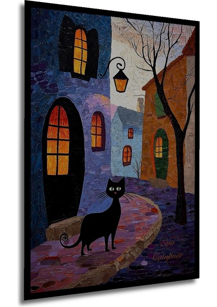 Gızemlı Kedi Bohem Sanat Ahşap Dekoratif Tablo Dikdörtgen Tablo