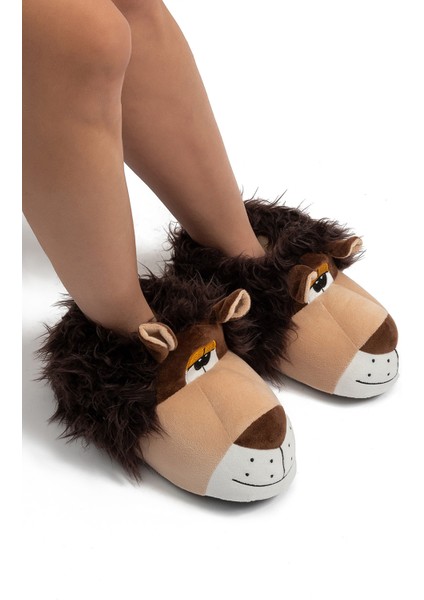 Aslan Kadın, Garson Boy Hayvanlı Panduf Kahverengi 36/41