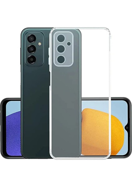 Samsung Galaxy M23 ile Uyumlu Kapak Kamera Korumalı Şarj Yeri Tıpalı Şeffaf Silikon Kılıf