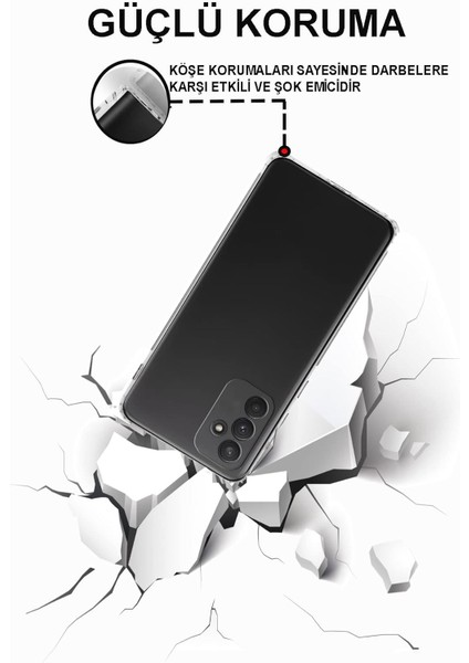 Samsung Galaxy M23 ile Uyumlu Kapak Kamera Korumalı Şarj Yeri Tıpalı Şeffaf Silikon Kılıf modelleri