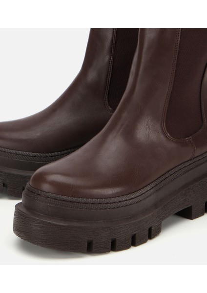 01BOH314880A480 KADIN Kahverengi Lastik Detaylı Kalın Tabanlı Düz Bot modelleri
