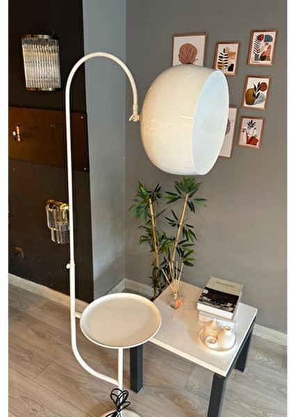 Lambader Beyaz Hareketli Başlık Sehpalı Modern Dekoratif Metal Oturma Odası Çalışma Odası Zemin