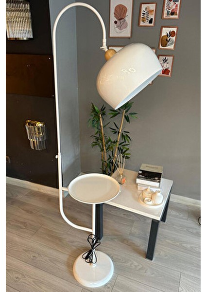 Lambader Beyaz Hareketli Başlık Sehpalı Modern Dekoratif Metal Oturma Odası Çalışma Odası Zemin