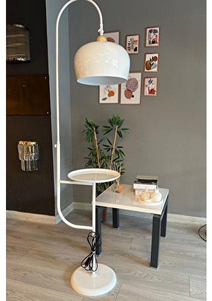 Lambader Beyaz Hareketli Başlık Sehpalı Modern Dekoratif Metal Oturma Odası Çalışma Odası Zemin