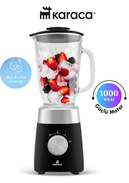 Smoothie Blender Ile Sosları, Bebek Mamalarını ve Pürelerini De Hızlı 1000 W Güç, 1,5 L Cam Hazne, Buz Kırma Özelliği