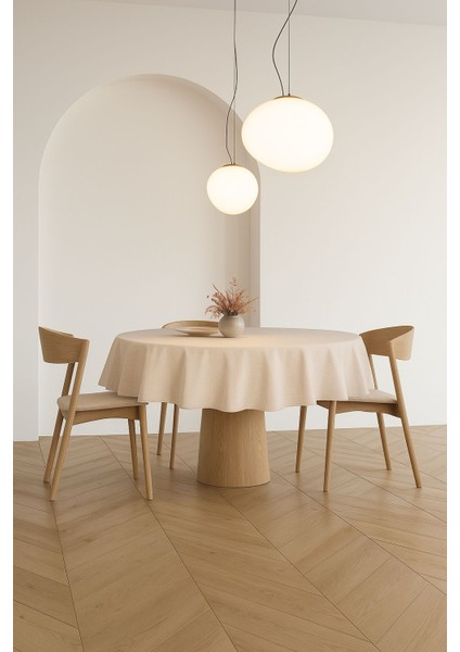 Buldan Pamuklu Keten Yuvarlak Masa Örtüsü