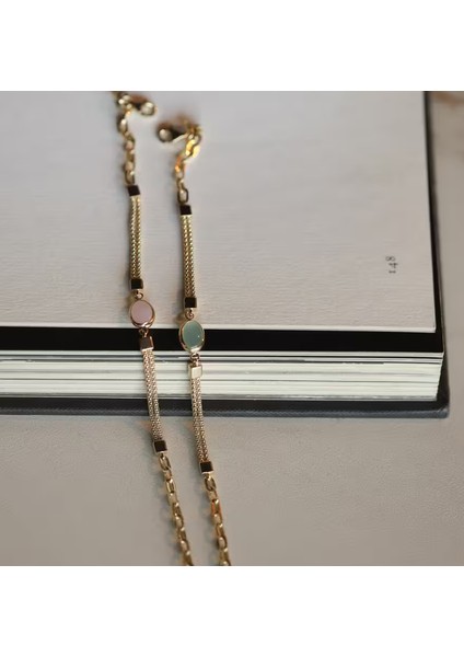 14 Ayar Altın Mavi Opal Şans Taşı Italyan Zincir Bileklik fiyatları