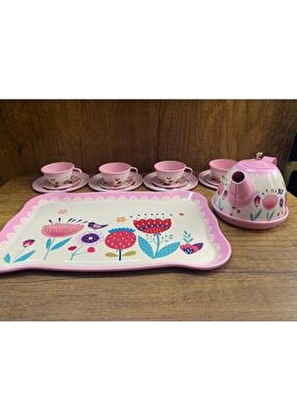 Kutulu 15 Parça Çay Seti Fincan Takımı Metal Evcilik Oyunu Pembe Kutulu Oyuncak Çay Seti indirimleri