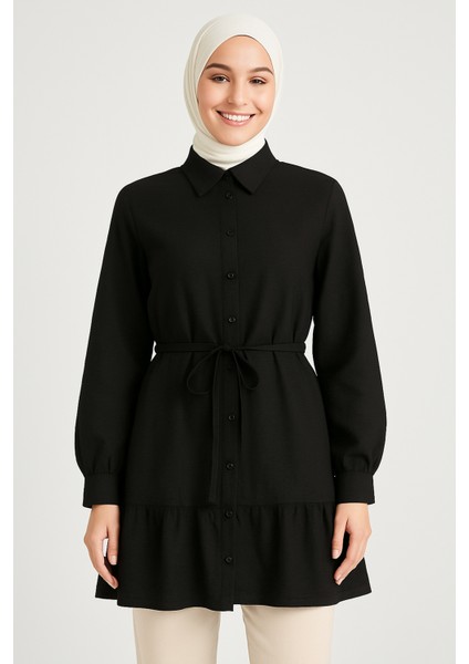 Etek Fırfır Detay Tunik-Siyah fiyatları
