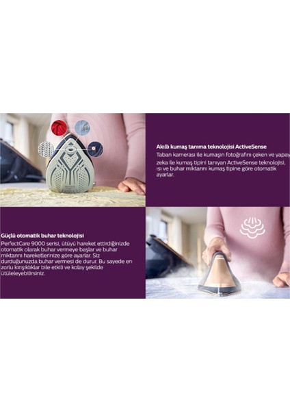 Phılıps Taban Kamerasıyla Dünyanın Tek Ütüsü ,PSG9050/20 Buhar Kazanlı Ütü Lacivert fırsatları