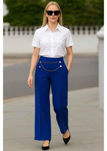 Kadın Beli Zincir Detay Ithal Krep Pantolon fiyatları