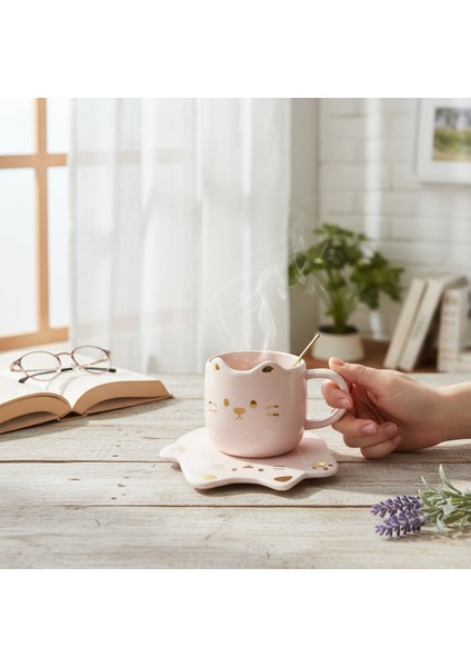 Tatlı Kedi Tasarımlı Kupa Bardak