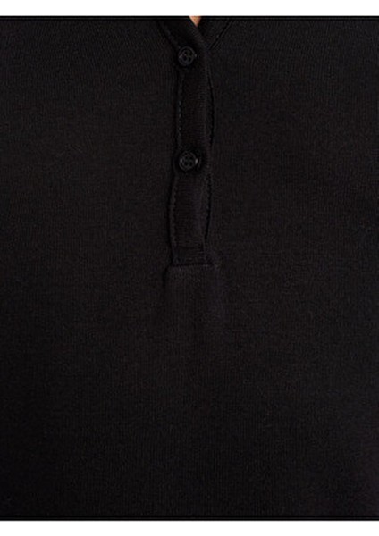 31544 Düğmeli Uzun Kollu Top-Siyah fırsatları