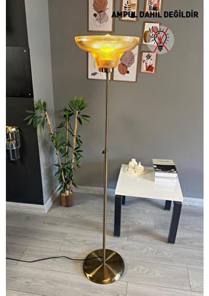 Cam Bal Rengi Düz Ince Gövde Lambader Modern Metal Oturma Odası