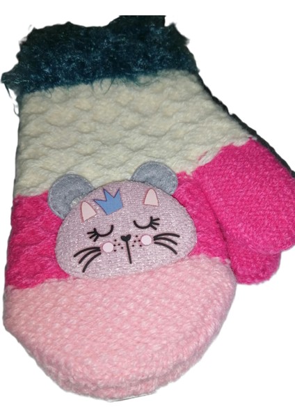 Kız Bebe Örme Tek Parmaklı Kedi Figürlü Eldiven 1-4 Yaş fiyatları