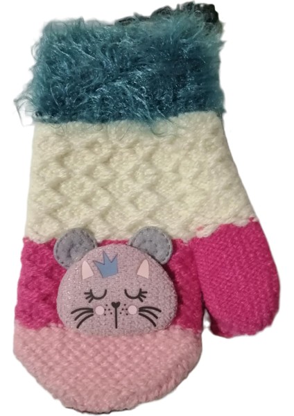 Kız Bebe Örme Tek Parmaklı Kedi Figürlü Eldiven 1-4 Yaş modelleri