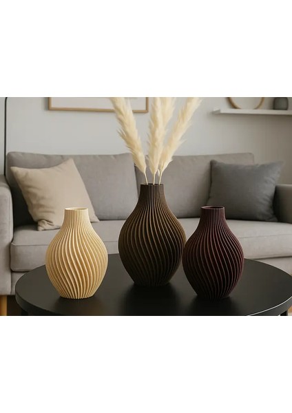Modern Spiral Vazo – Minimalist 3D Tasarım Dekoratif Obje (Tekli Ürün, Çoklu Renk Seçeneği, 20 Cm)