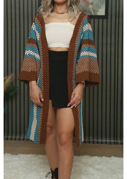 Etnik Desenli Modelli Renkli Uzun Hırka