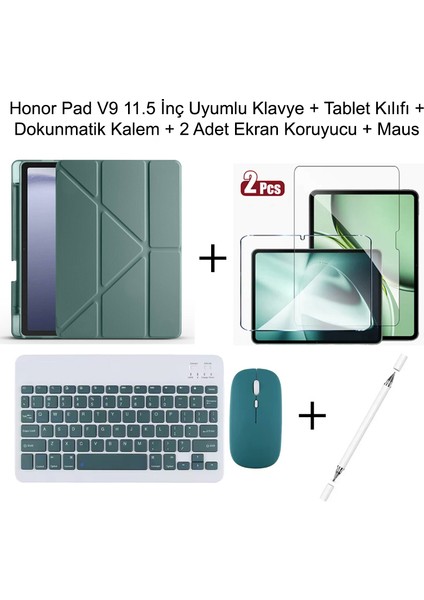 Yesnıce Honor Pad V9 11.5 Inç 2025 Uyumlu Standlı Kılıf Dokunmatik Kalem ve Klavye Set