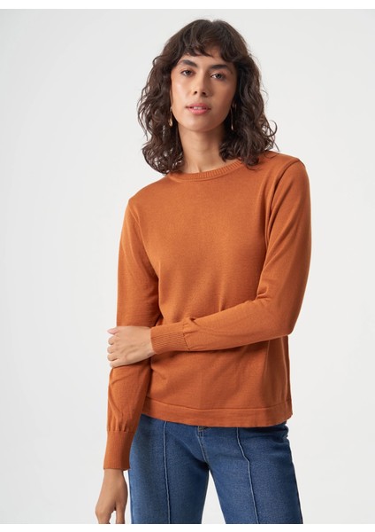 Bisiklet Yaka Normal Düz Taba Kazak Kadın M1MZ1030240010