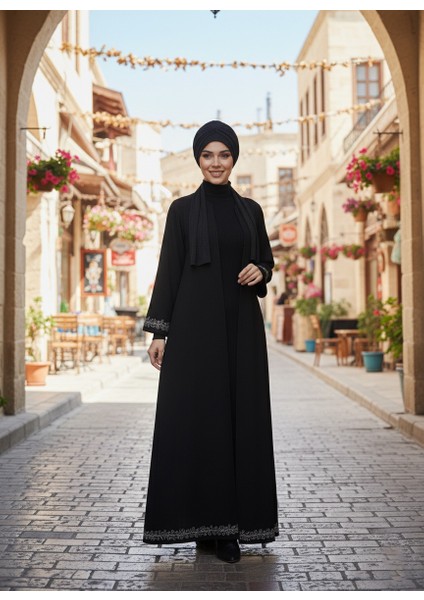 Nova Bandana Siyah Hazır Türban Tesettür Bone