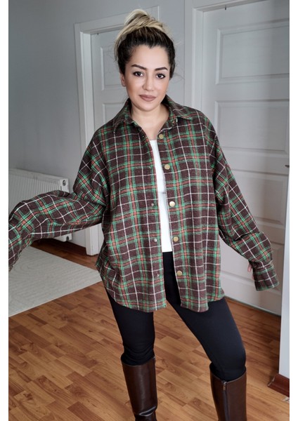 Pamuklu Ekose Oduncu Kadın Gömlek Oversize fiyatları