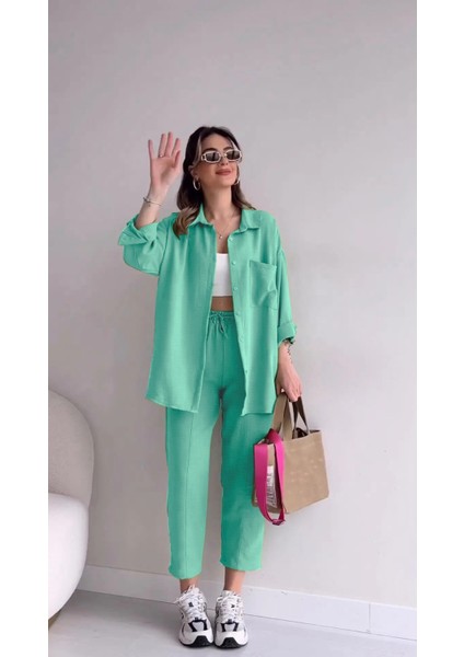 Keten Günlük Ikili Takım Elbise Pantolon Gömlek indirimleri