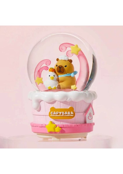 Sevimli Kapibara Büyük Boy Püskürtmeli Müzikli Işıklı Kar Küresi