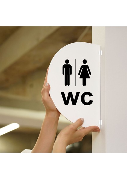 Wc -Bay-Bayan Çift Taraflı - Yan Monte Yönlendirme Tabelası 18X30CM - 5mm Beyaz Pleksi