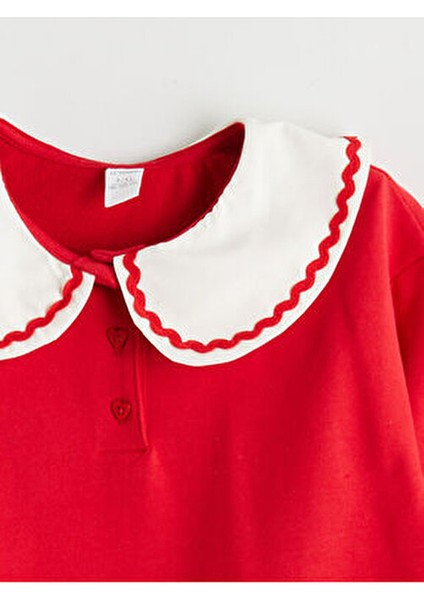 Kirmizi Bebe Yaka Kız Çocuk Elbise modelleri
