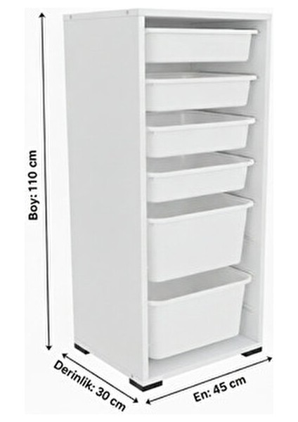 6 Çekmeceli Çok Amaçlı Oyuncak Dolabı ve Saklama Ünitesi – Çocuk Odası Düzenleyici Etiket Hediyeli