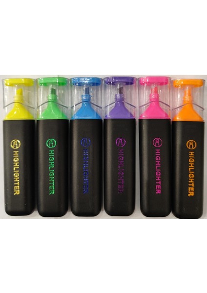 6 Lı Fosforlu Kalem Seti Şeffa Kapak AD90333