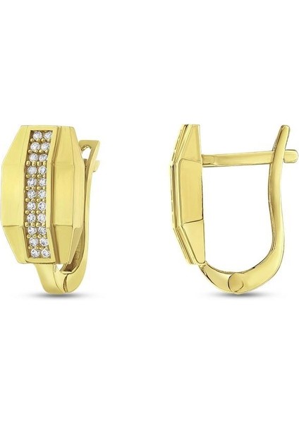 Taşlı Altın Küpe - 14K