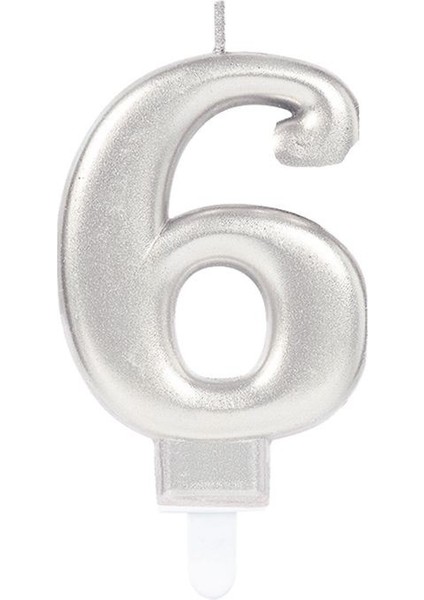 Parti Aksesuar 6 Rakam Mum Gümüş Renk