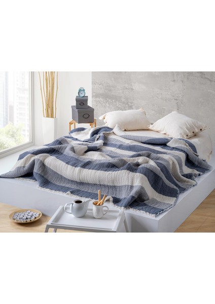 Çizgili Müslin Yorgan %100 Pamuk 9 Kat Müslin Yatak Örtüsü 220X240