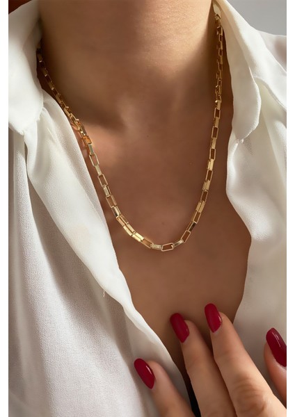 Ince Geometrik Zincir Klasik Kolye