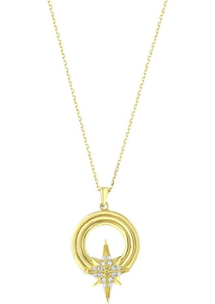 Kutup Yıldızı Figürlü Altın Kolye - 14K