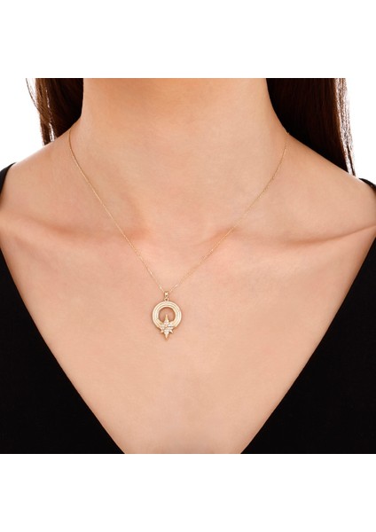 Kutup Yıldızı Figürlü Altın Kolye - 14K modelleri