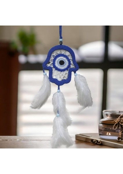 Nazar Boncuğu Motifli Mavi Fatma Ana Eli Duvar Süsü El Işçiliği Duvar Dekoru fırsatları