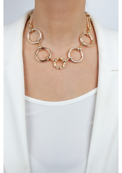 Halka Tasarım Gold Renk Kolye