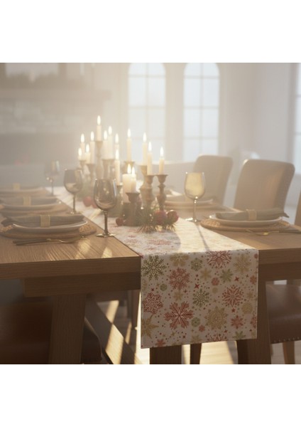 1 Adet Runner, Yılbaşı Temalı Runner,yıkanabilir Runner 40X140 cm