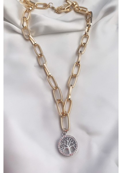 Yaçam Ağacı Uçlu Gold Zincir Kolye fiyatları