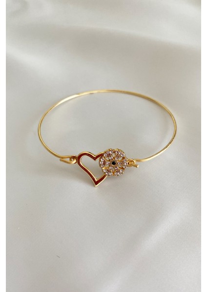 Kalp ve Kar Tanesi Figürlü Kelepçe Bileklik