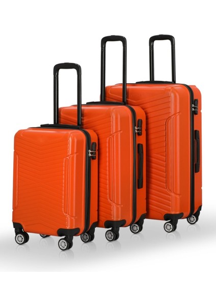 Abs Valiz Turuncu 3 Lü Set (Büyük-Orta-Küçük)