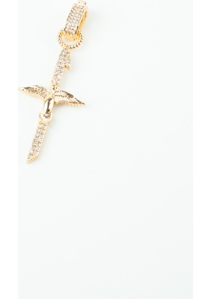 Baget Zirkon Taşlı Melek Kanatlı Gold Uçlu Kolye indirimleri