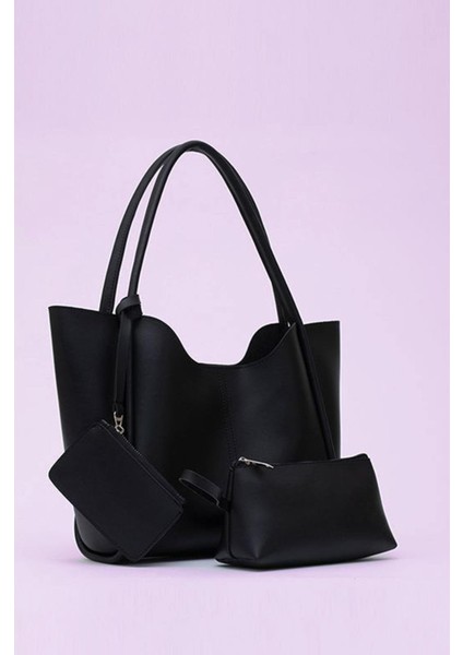 Kadın Günlük Cüzdanlı ve Makyaj Çantalı Suni Deri Omuz Çantası fiyatları