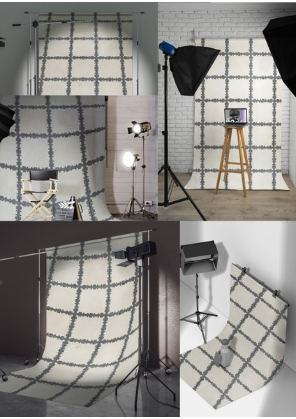 Karo Denge Vinil Backdrop – Modern Kare Taş Dokulu Fotoğraf Arka Planı (80×120 Cm)