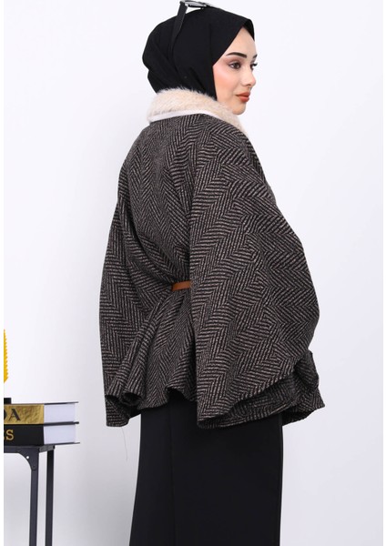 Vizon Yaka Kürklü Kemerli Panço fırsatları