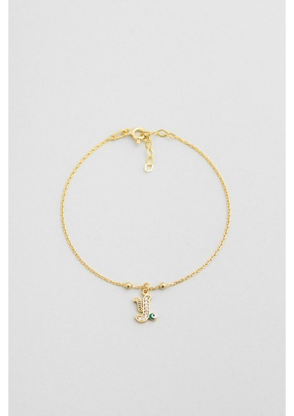 Y Harfi 18 Ayar Sarı Altın Kaplama 19 cm Gümüş Nazar Bileklik